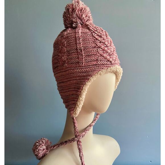 DEARFOAMS Pink Knit Sherpa Lined Beanie sz OS - Picture 5 of 7